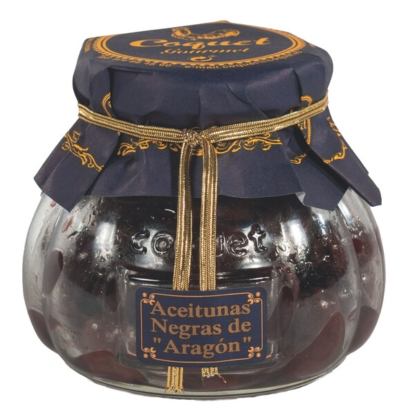 Aceitunas negras de Aragón Coquet en tarro de cristal formato lujo 250 ml