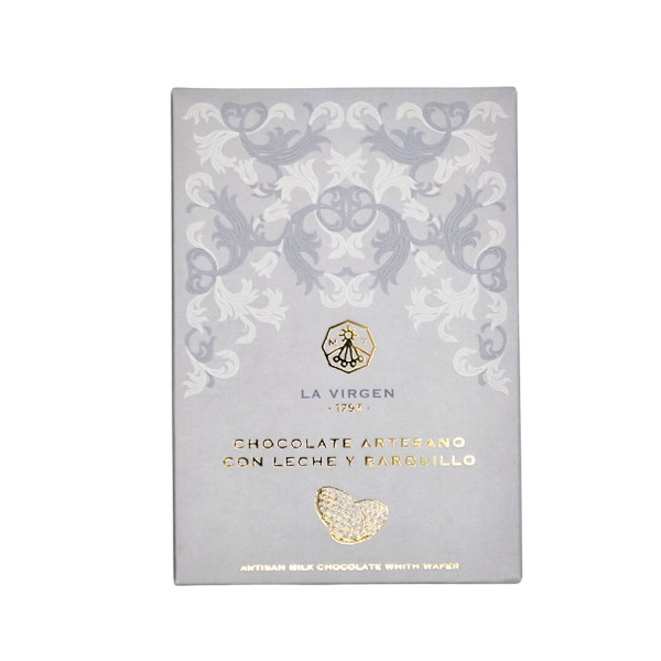 Chocolate artesano con leche y barquillo