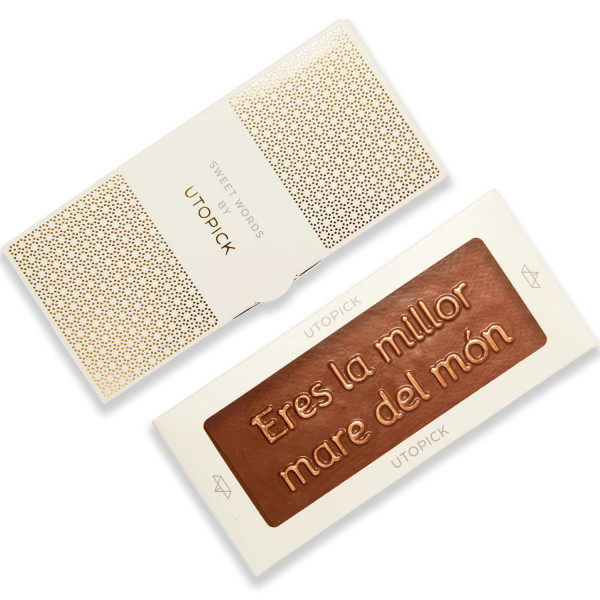 Tableta de chocolate con leche con mensaje personalizado en valenciano para madre Utopick
