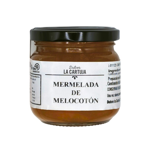 Mermelada extra de melocotón artesana La Cartuja de Altura, 60% fruta, tarro de 200g.