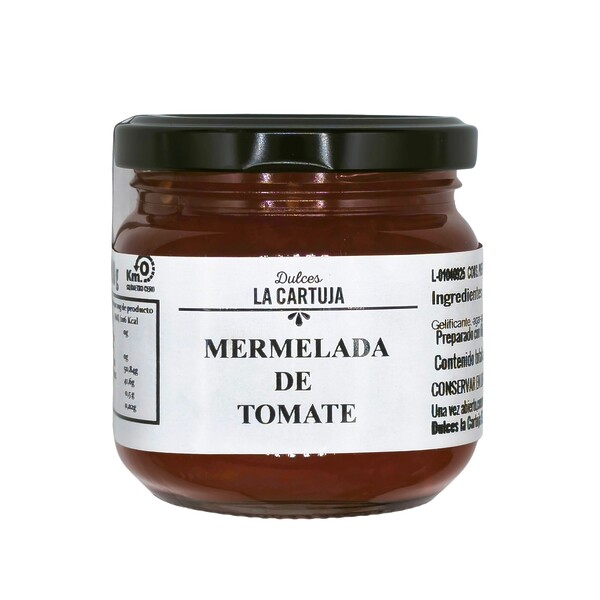 Mermelada de tomate natural artesana La Cartuja de Altura, envase de cristal gourmet.