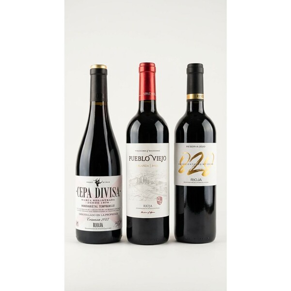 Pack de tres vinos tintos de La Rioja, un reserva y dos crianza