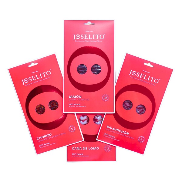 Lote embutidos loncheados Joselito compuesto de jamón, lomo, chorizo y salchichón
