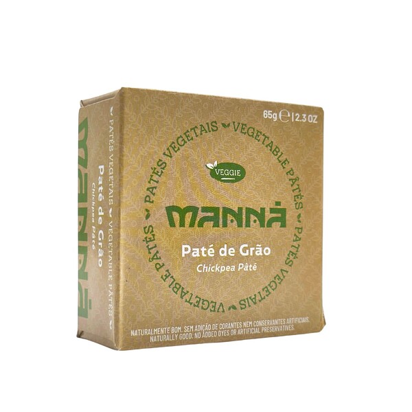 Paté de garbanzos Manná, envase de 65g, vegetal, sin gluten, sin lactosa