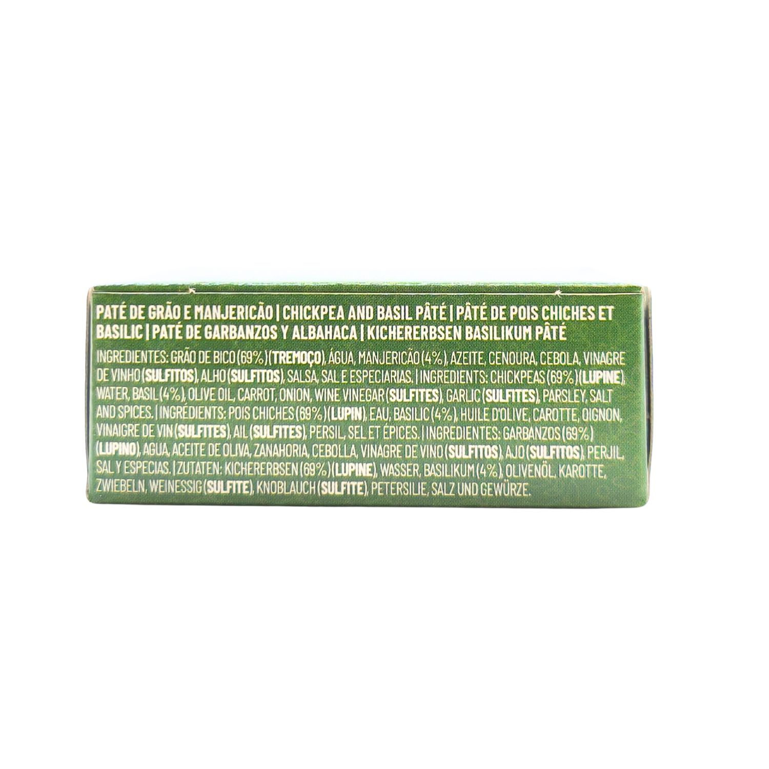 Ingredientes naturales del paté Manná con albahaca: garbanzos, albahaca fresca, aceite de oliva y especias naturales