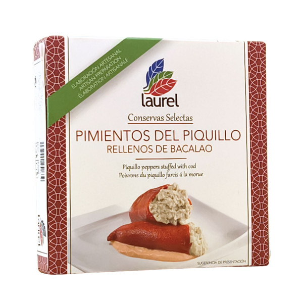Pimientos de piquillo rellenos de bacalao listos para comer Conservas Laurel