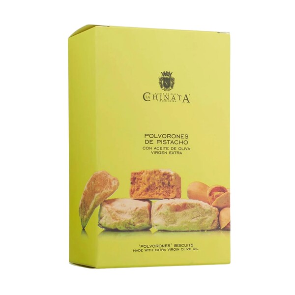 Polvorones artesanos de pistacho con aceite de oliva virgen extra AOVE La Chinata, dulces navideños gourmet crujientes, sustituto saludable de almendras y manteca