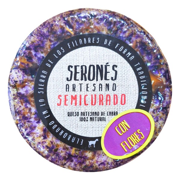Queso semicurado de cabra Seronés Artesano con flores